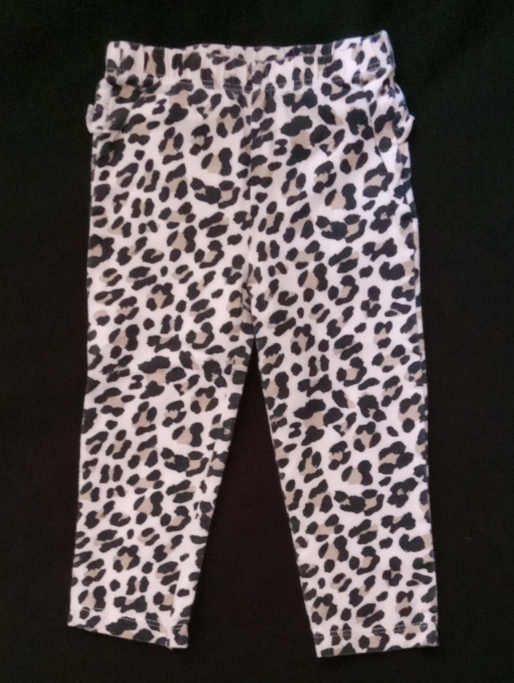 Girls Black and White Leopard Print Stretch Leggings